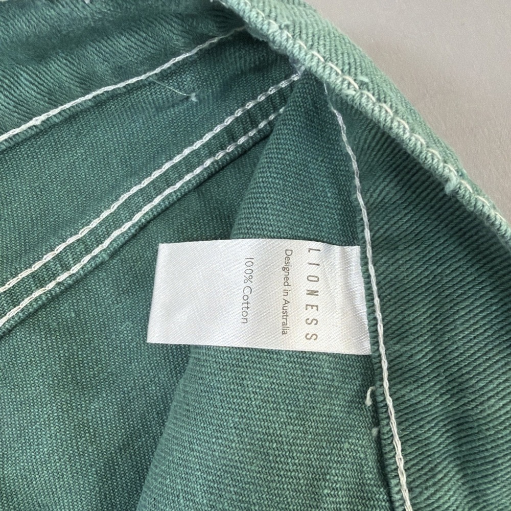 Lioness Womens High-Rise Wide Leg Baggy Cargo Green Denim Jeans XS 27x30 - Picture 13 of 16